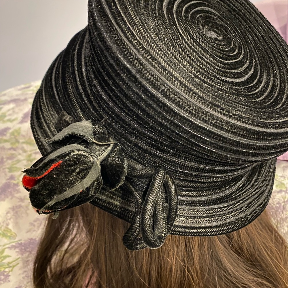 Elegant Black Women's Hat with Floral Accent